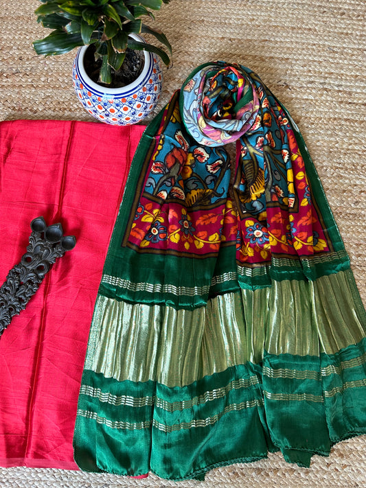RED MASHRU SILK KURTA WITH PATOLA PRINT MODAL SILK DUPATTAS PS-10122