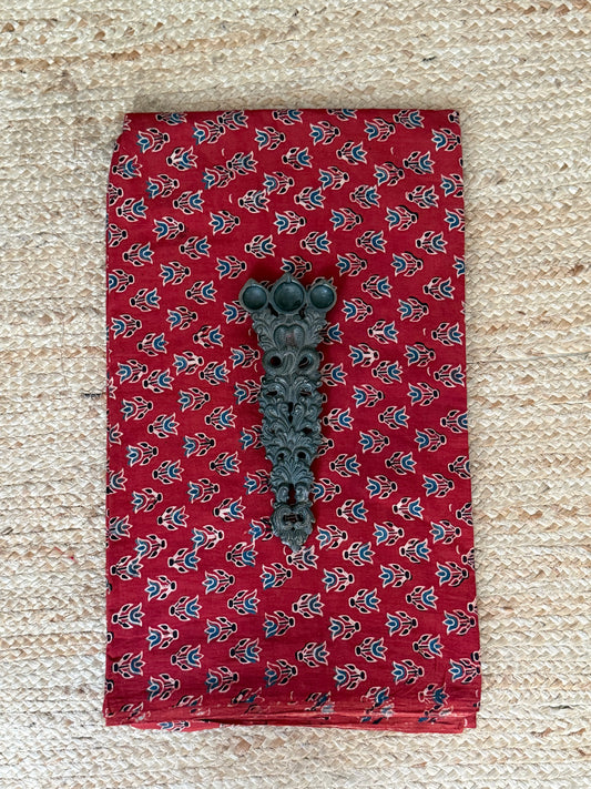 Maroon ajrakh handcrafted natural dye printed fabric  cf - 10
