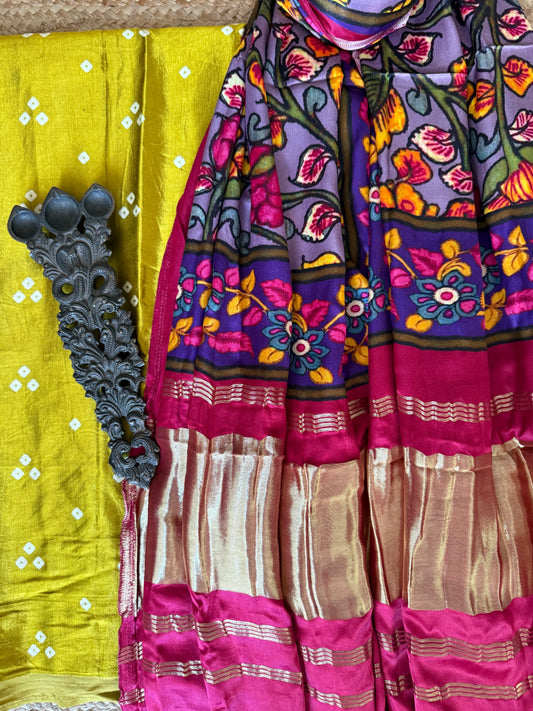 MUSTARD YELLOW MASHRU SILK KURTA WITH PATOLA HANDCRAFTED MODAL SILK DUPATTA PS-218