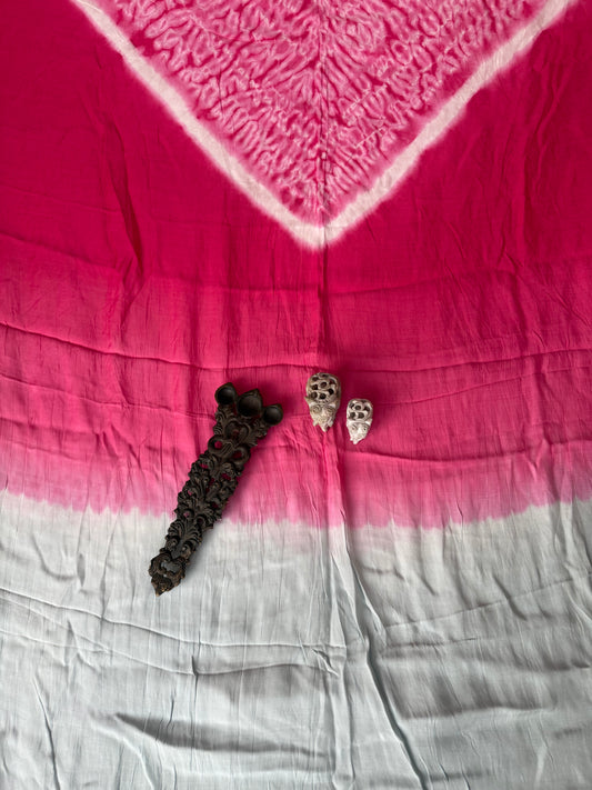 Pink ombrã© modal  silk shibori kurta/kaftan material