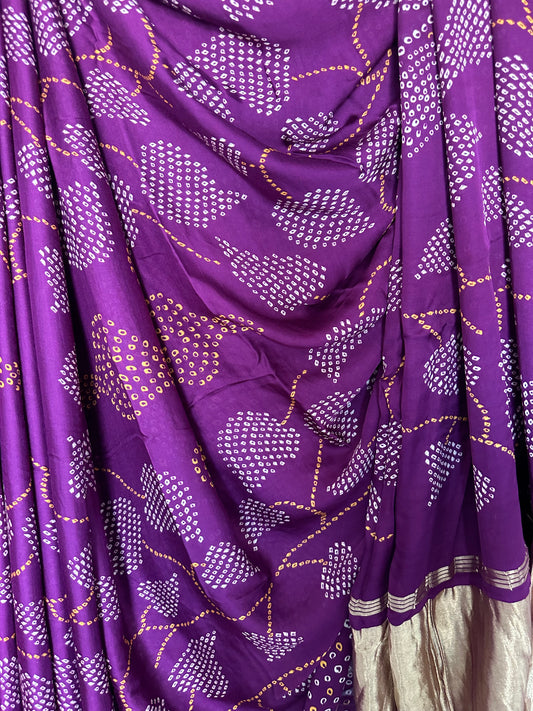 PURPLE PICHWAI  MODAL SILK PATOLA PRINT SARI WITH ZARI BORDER