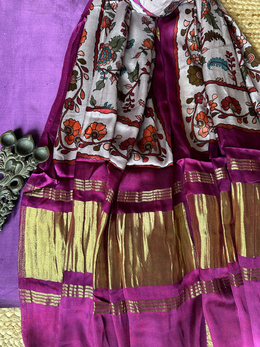 PURPLE MASHRU SILK KURTA WITH PATOLA PRINT MODAL SILK DUPATTAS