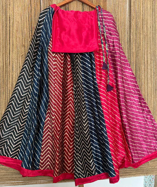 Mustard mashru silk blouse-with bandhani Patola patchwork  handcrafted mashru silk Skirt