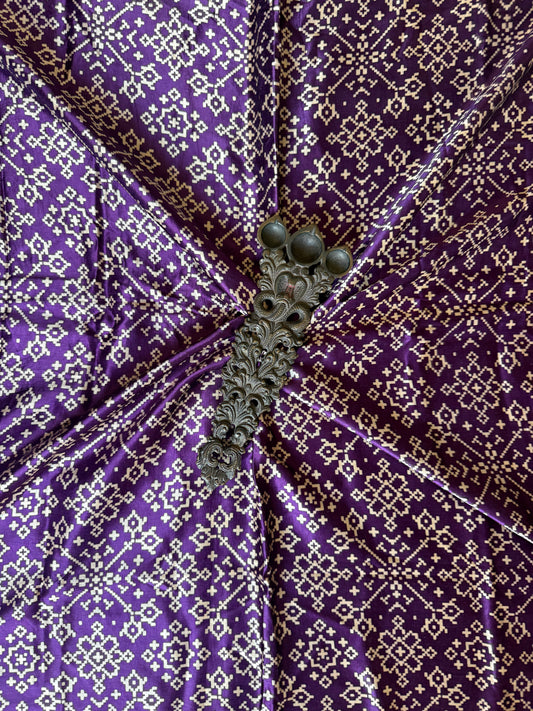 Purple patola print mashru silk un stitched blouse piece