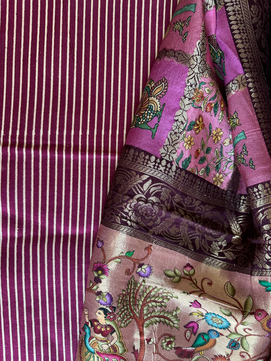 PURPLE MASHRU  SILK KURTA WITH PATOLA PRINT MODAL SILK DUPATTAS