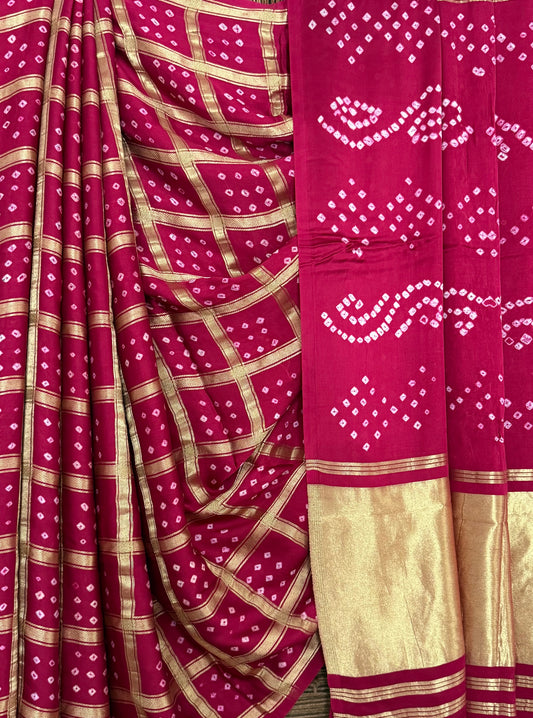 Jazzberry Jam Pink modal silk gharchola bandhani sari bs- 70
