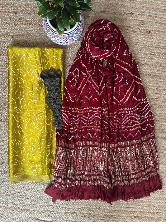 MUSTARD MASHRU SILK KURTA WITH GHARCHOLA HANDCRAFTED MODAL SILK DUPATTA PS-33