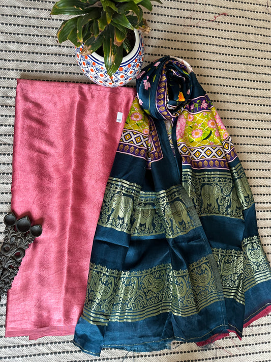 PINK MASHRU  SILK KURTA WITH PATOLA PRINT MODAL SILK DUPATTAS