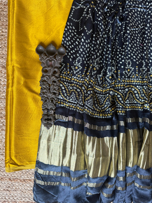 GOLDEN YELLOW SOLID MASHRU SILK KURTA WITH PATOLA HANDCRAFTED MODAL SILK DUPATTA