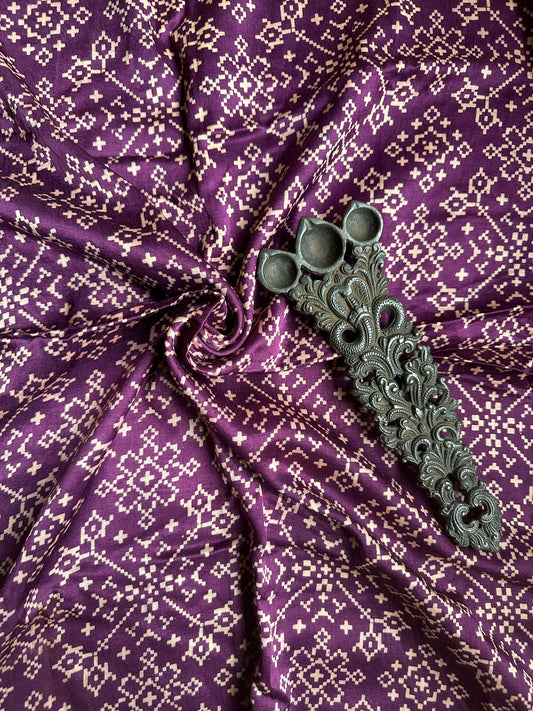 PURPLE PRINTED MASHRU SILK UN STITCHED BLOUSE PIECE