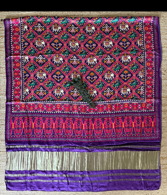 Purple pichwai patola print modal silk dupatta
