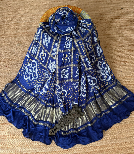 Blue handcrafted Gajji gharchola  Dupatta