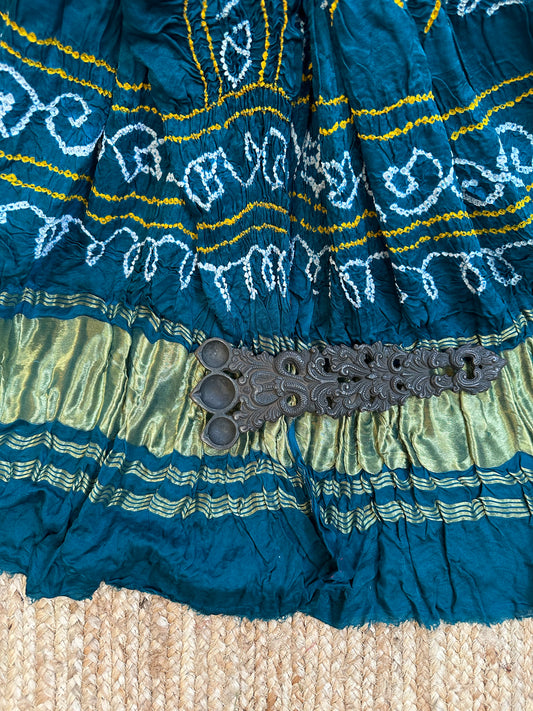 FIROZI BLUE CHANDMUKHI GAJJI SILK HANDWOVEN AJRAKH DUPATTA