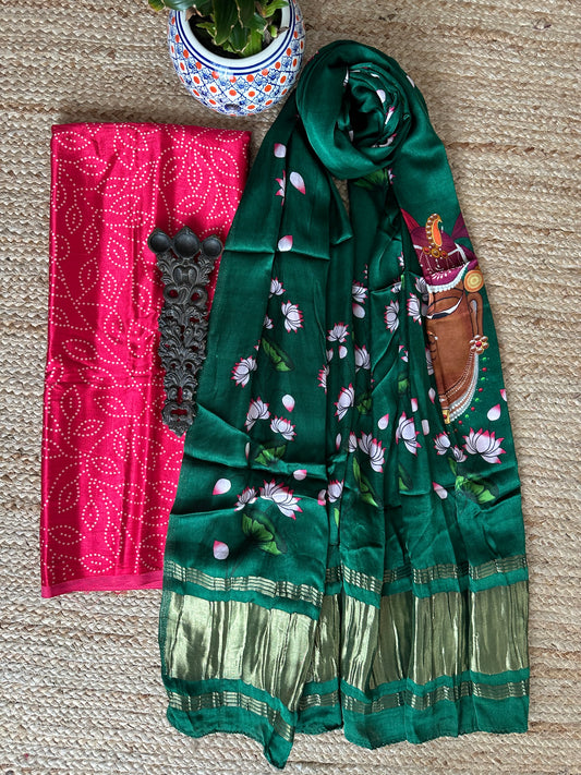 PINK MASHRU SILK KURTA WITH PATOLA PRINTED MODAL SILK DUPATTAS  PS-21