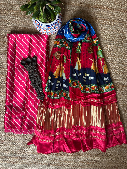 PINK MASHRU SILK KURTA WITH PATOLA HANDCRAFTED MODAL SILK DUPATTA PS-79