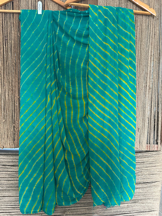 JUNGLE GREEN LEHERIYA CHIFFON SARI CL-1026