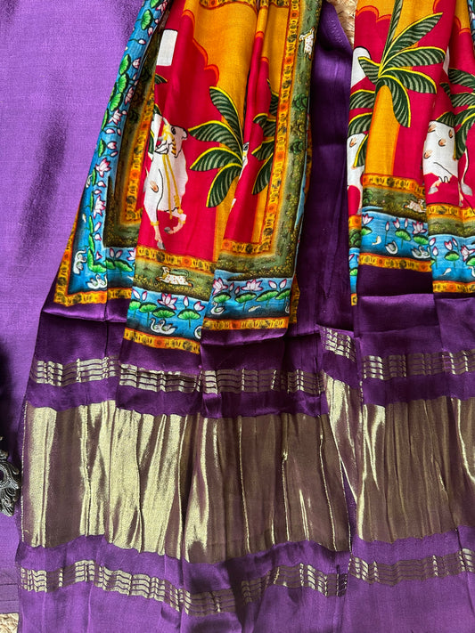 PURPLE MASHRU SILK KURTA WITH PATOLA PRINT MODAL SILK DUPATTAS