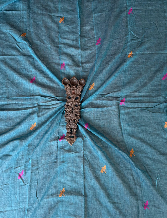 Peacock Blue  Mal Jamdani un stitched blouse piece