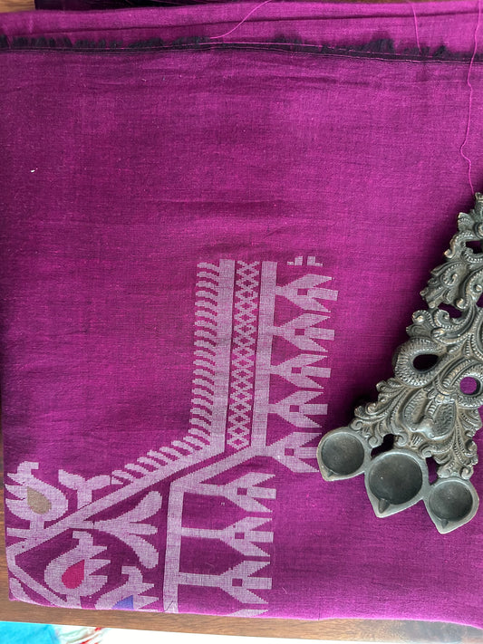 PURPLE JAMDANI WOVEN MULL KURTA