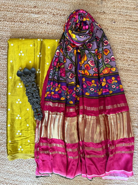 MUSTARD YELLOW MASHRU SILK KURTA WITH PATOLA HANDCRAFTED MODAL SILK DUPATTA PS-218