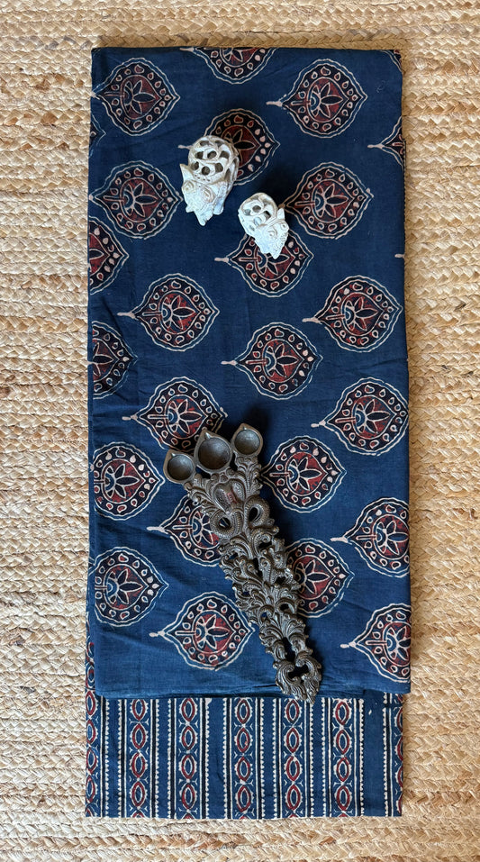 INDIGO BLUE AJRAKH HANDCRAFTED COTTON SILK CORD SET