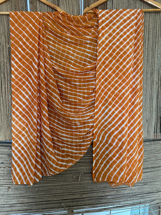 PEANUT BROWN LEHERIYA HANDCRAFTED  CHIFFON SARI CL-1034