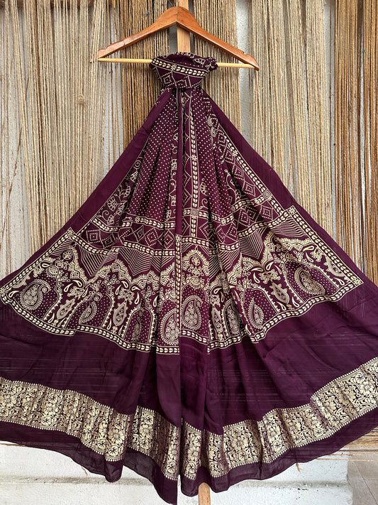 Purple  Dani bandhani Print Modal Silk Dupatta