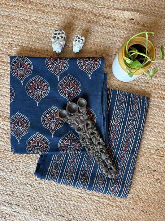 INDIGO BLUE AJRAKH HANDCRAFTED COTTON SILK CORD SET
