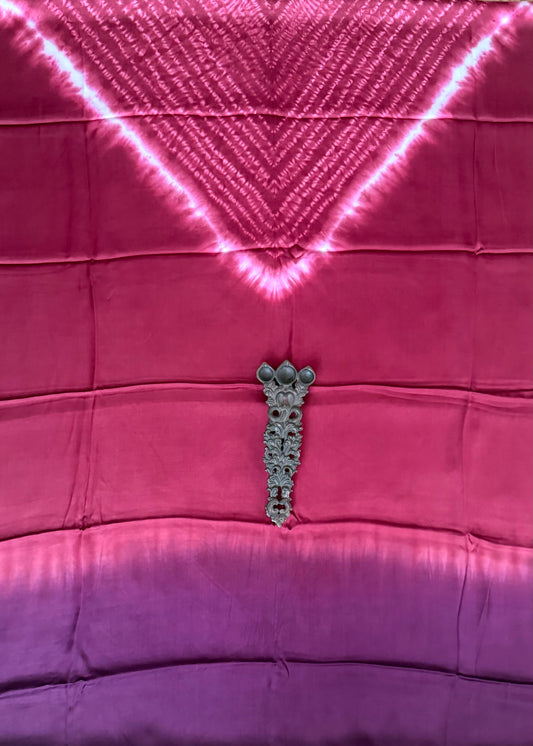 Antique Maroon ombrã© modal  silk shibori kurta/kaftan material