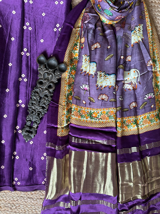 PURPLE MASHRU SILK KURTA WITH PATOLA HANDCRAFTED MODAL SILK DUPATTA PS-61