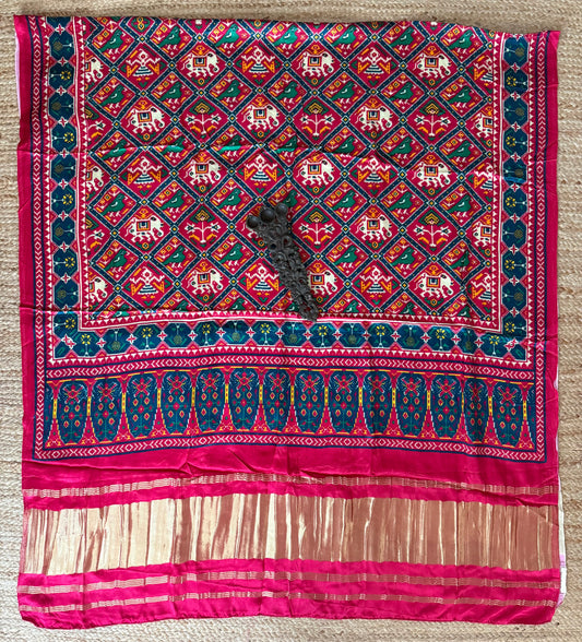 PINK & BLUE PATOLA PRINT MODAL SILK DUPATTA
