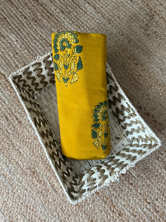 Mustard Yellow ajrakh handcrafted natural dye printed fabric  cf - 10