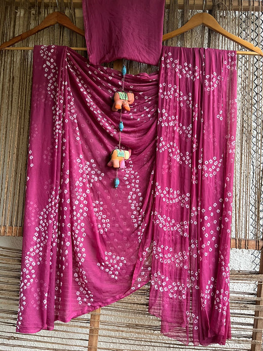 HIBISCUS PINK BANDHANI CHIFFON SARI