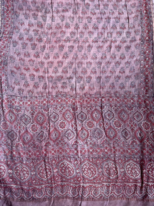 OLD ROSE KOTA AJRAK HANDCRAFTED DUPATTA