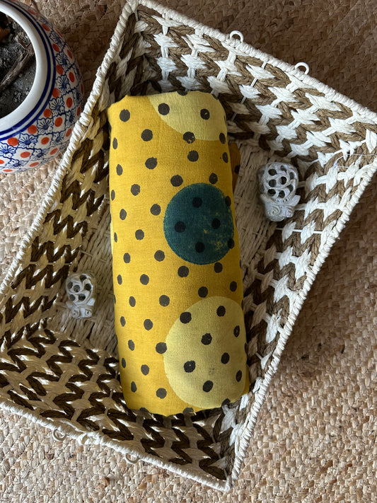 MUSTARD AJRAKH HANDCRAFTED NATURAL DYE PRINTED FABRIC CF-27