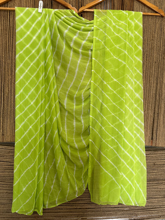 LIME GREEN LEHERIYA CHIFFON SARI CL-1023