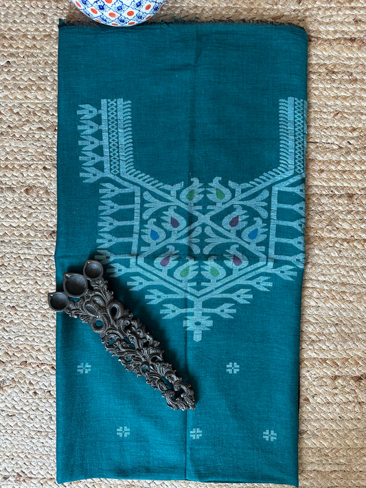 TEAL BLUE MULL JAMDANI KURTA