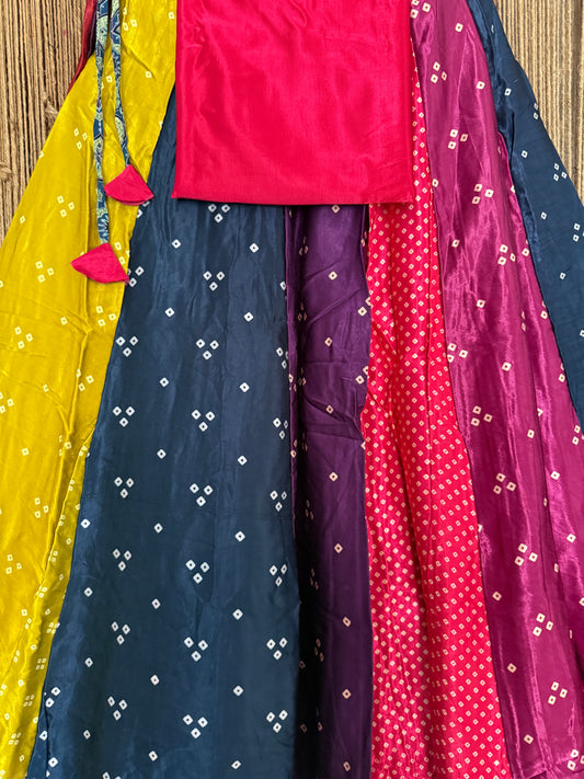 Pink mashru silk blouse-with Multicolour patchwork  handcrafted mashru silk Skirt