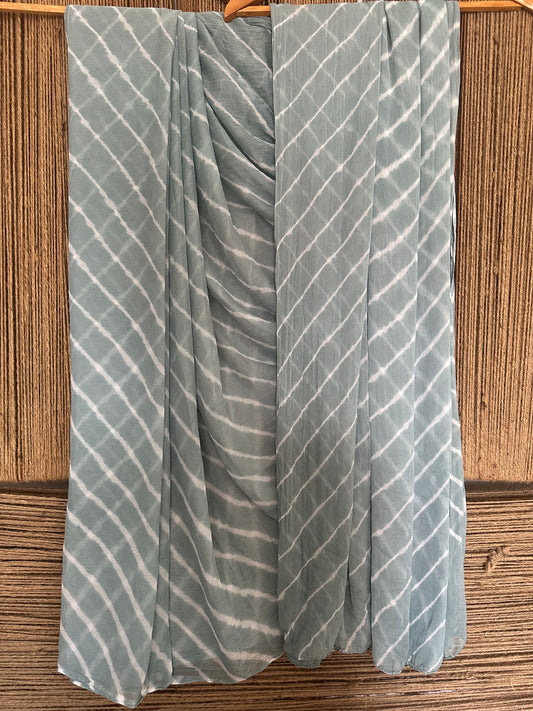 GRAY LEHERIYA CHIFFON SARI CL-1028