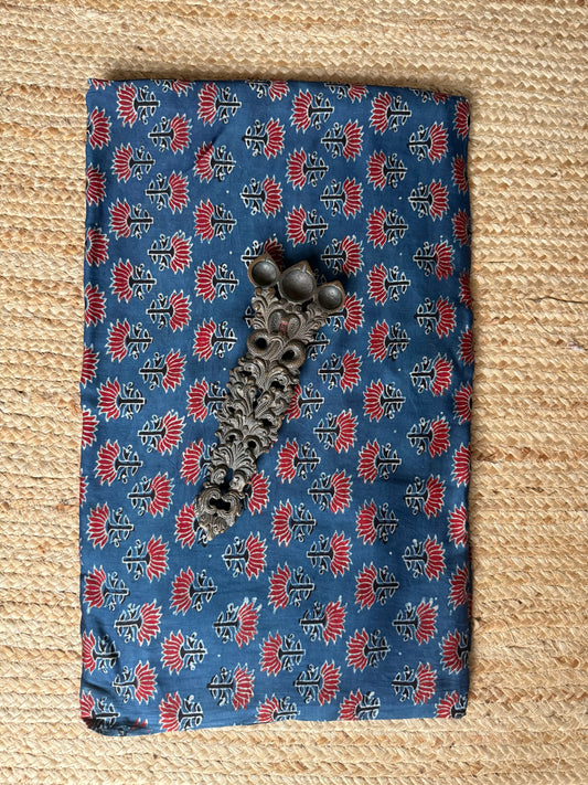 Blue ajrakh  modal handcrafted natural dye printed fabric  mf-