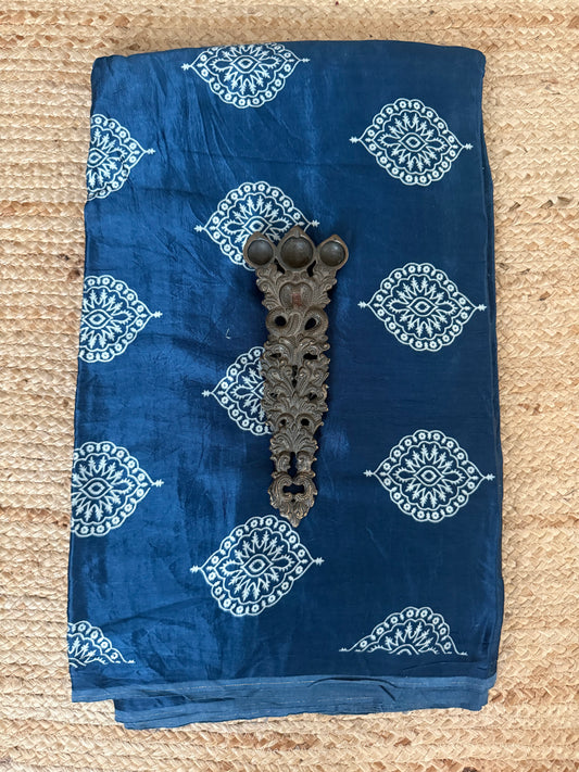 Blue Badam Butta mashru silk fabric