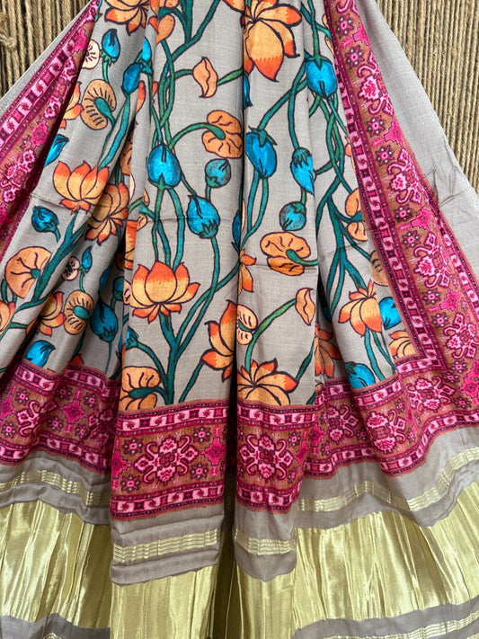 Cream Beige patola print modal silk dupatta