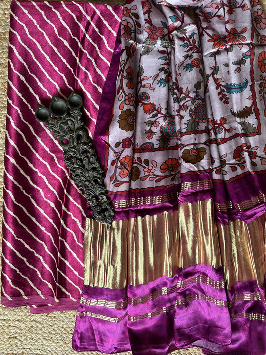 MAGENTA PURPLE SILK KURTA WITH PATOLA HANDCRAFTED MODAL SILK DUPATTA PS-56