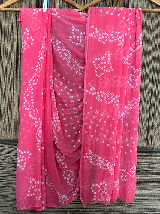BRINK PINK BANDHANI HANDCRAFTED CHIFFON SARI CB-22