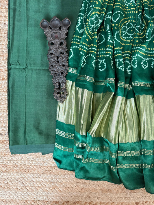 Green patola mashru silk kurta with  patola pichwai handcrafted modalsilk dupatta