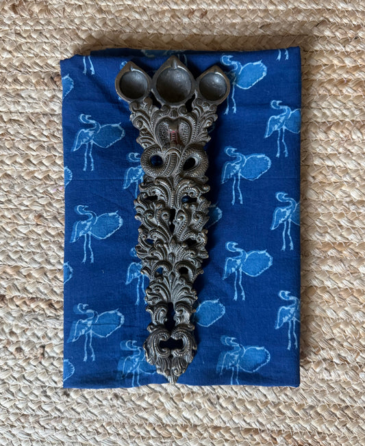 Blue ajrakh  handcrafted cotton silk un stitched blouse piece
