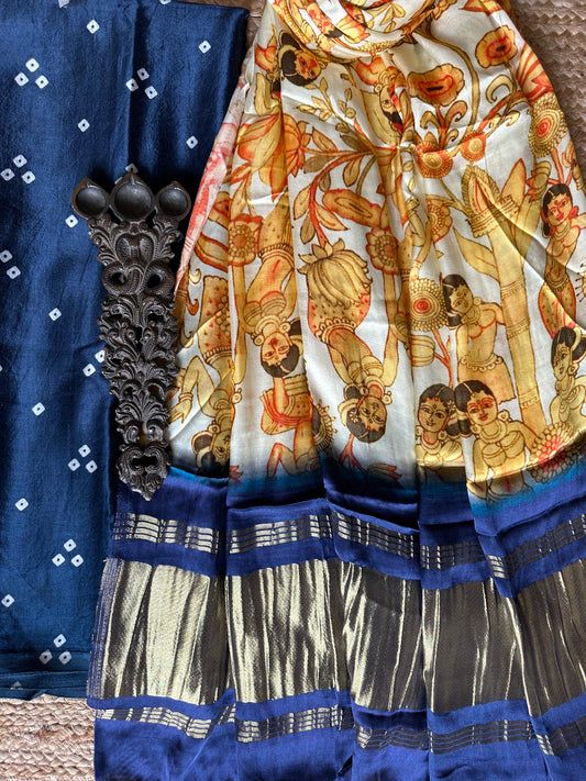 BLUE MASHRU SILK KURTA WITH PATOLA HANDCRAFTED MODAL SILK DUPATTA PS-82