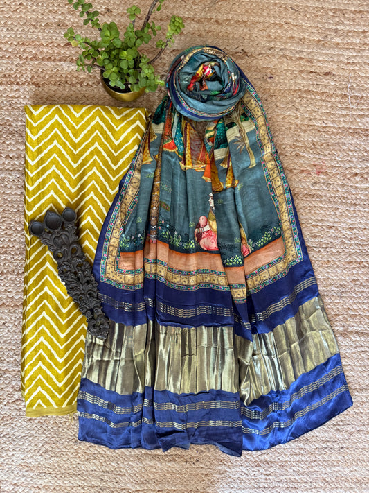 MUSTARD YELLOW MASHRU SILK KURTA WITH PATOLA HANDCRAFTED MODAL SILK DUPATTA PS-217