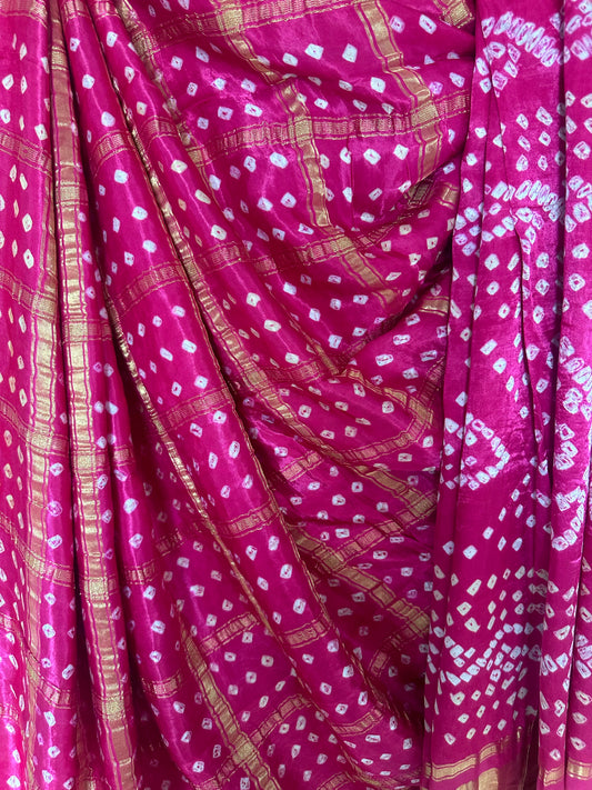 PINK MODAL SILK GHARCHOLA BANDHANI SARI