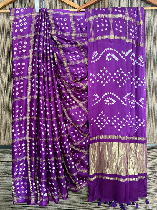 PURPLE MODAL SILK GHARCHOLA BANDHANI SARI BS- 68